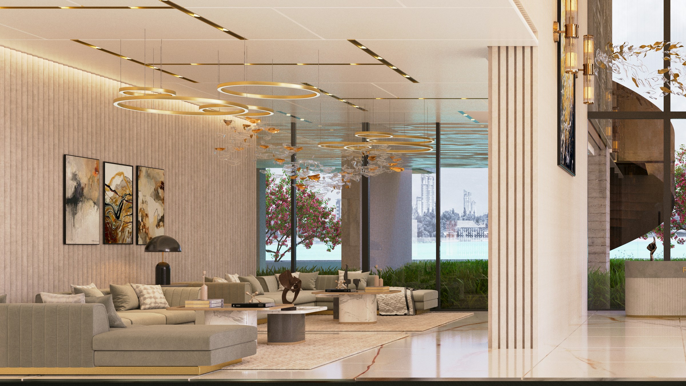 Private lounge prepared for a client conversation